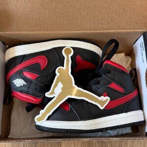 NWT - Jordan - Air Jordan 1 Mid Toddler in Black and Red - Size 4C